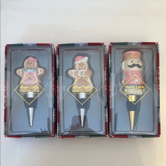 Holiday Bottle Stopper Set • Gingerbread/Nutcracker • NWT - Picture 2 of 6